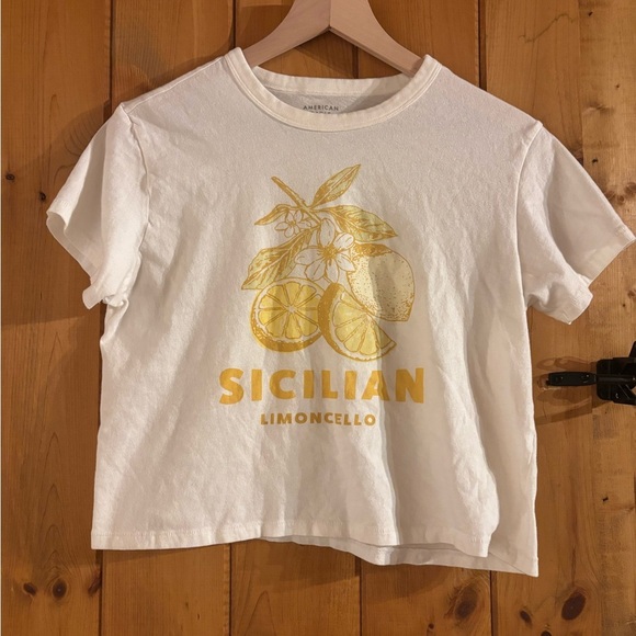 American Eagle Outfitters White and Gold Graphic Tee - Picture 2 of 8